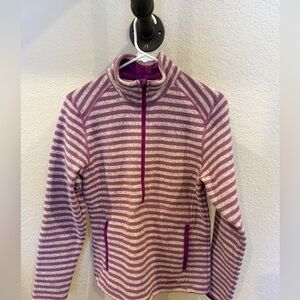 Patagonia Purple and Cream Striped Women's Sweater